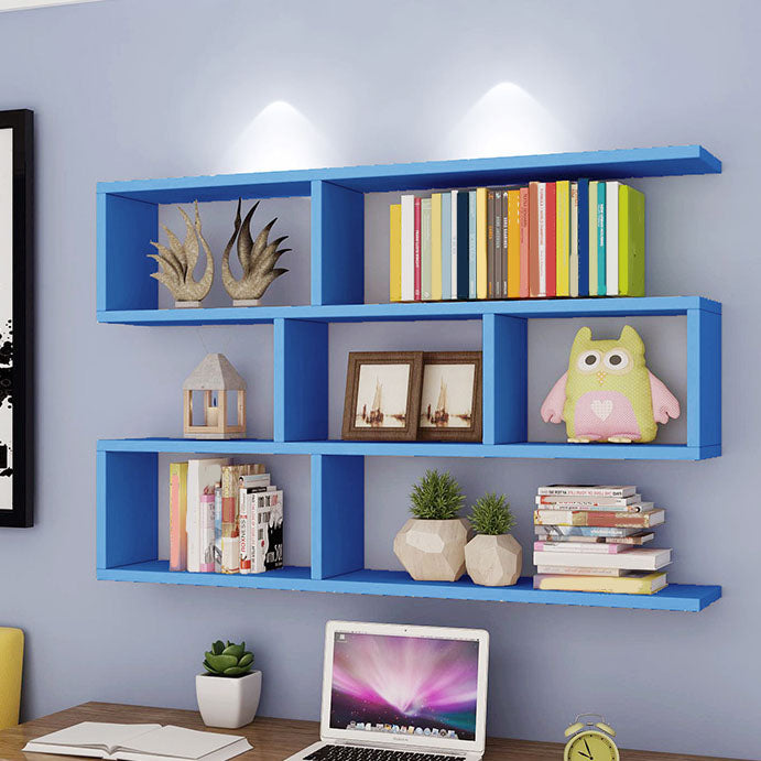 Modern Floating Bookcase with Shelves Geometric Bookshelf for Living Room