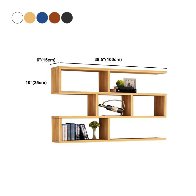 Modern Floating Bookcase with Shelves Geometric Bookshelf for Living Room