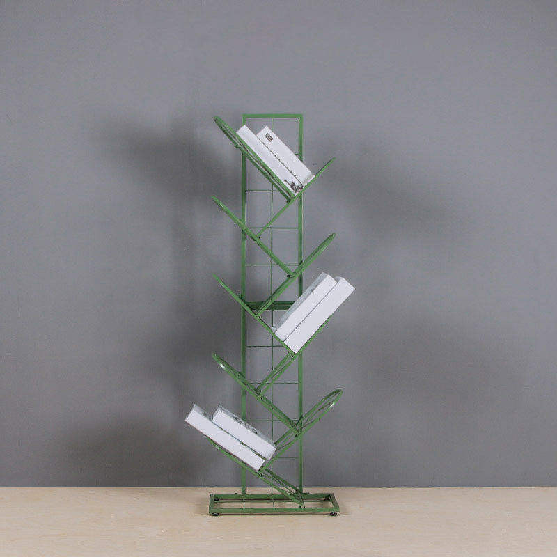 Modern Metal Bookcase Geometric Closed Back Bookshelf in Burnish
