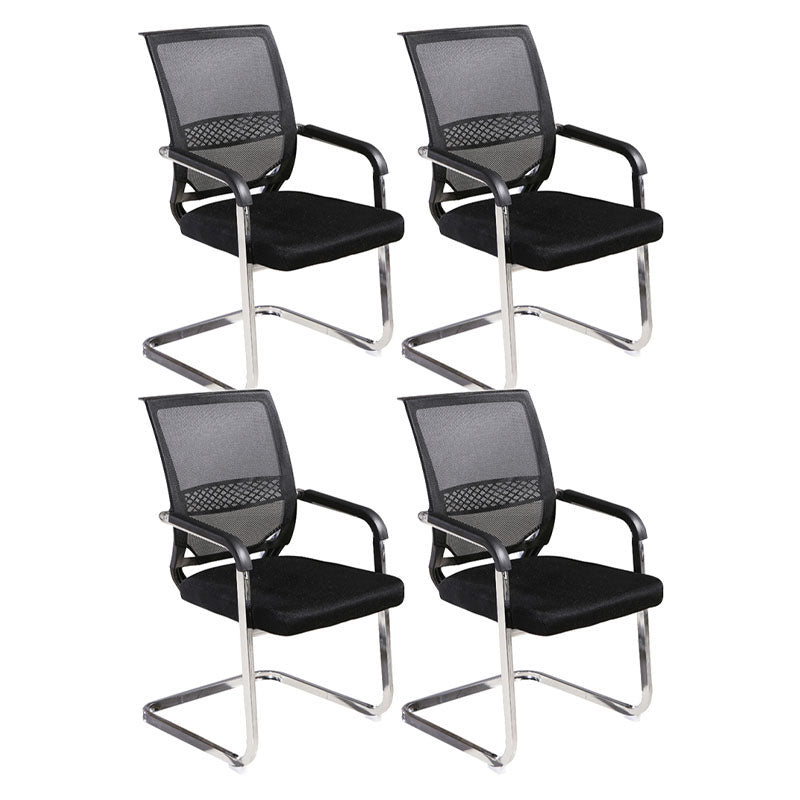 Modern Armless Upholstered Office Chair Steel No Wheels Office Chair