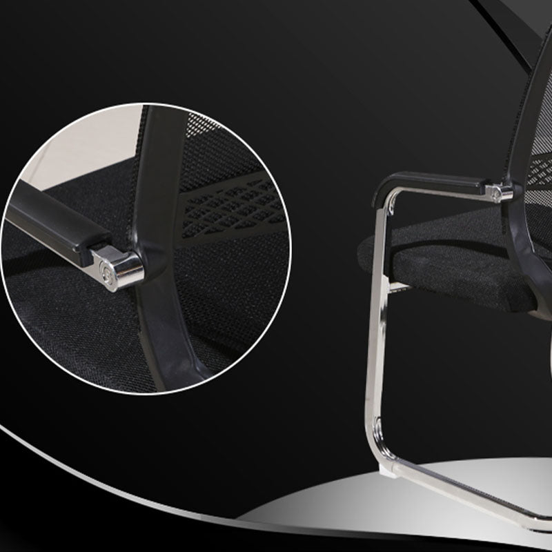 Modern Armless Upholstered Office Chair Steel No Wheels Office Chair