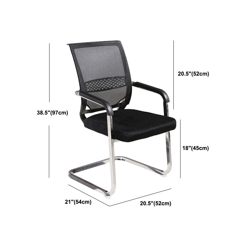 Modern Armless Upholstered Office Chair Steel No Wheels Office Chair