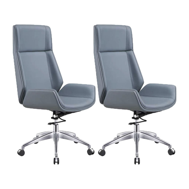 Fixed Arms Desk Chair High-back Ergonomic Leather Office Chair