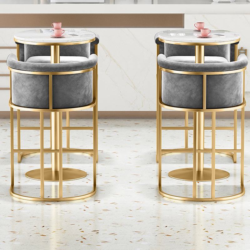 Glam Design Upholstered Fabric Stools for Home Luxury Bucket Stools with Cushion