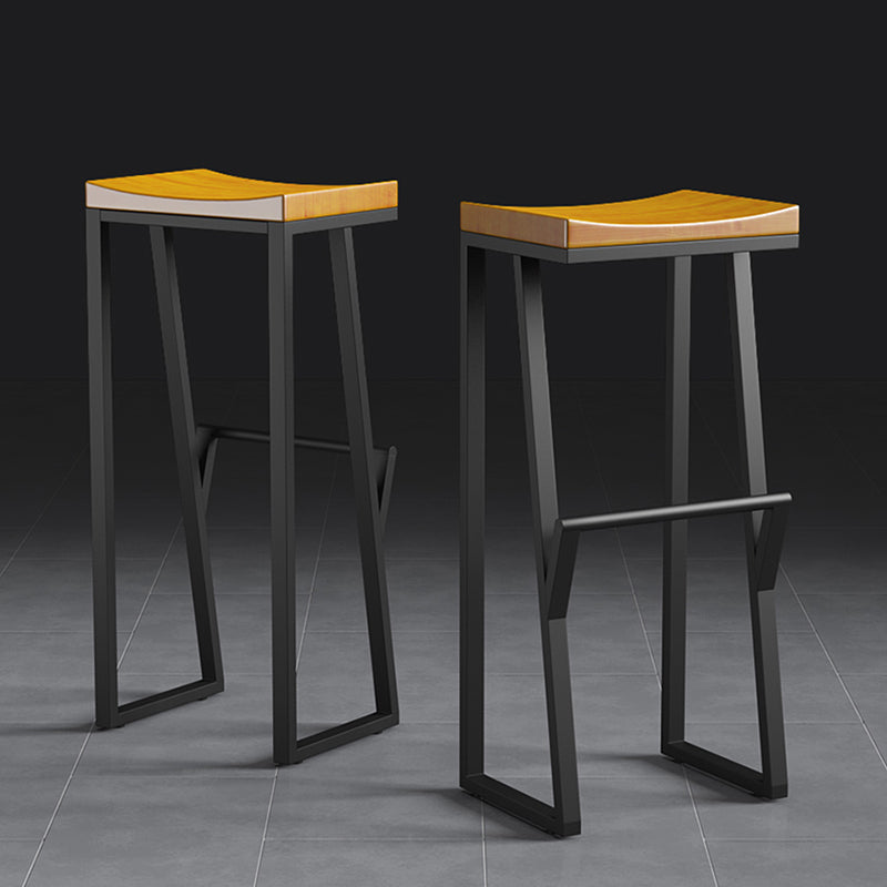 Industrial Backless Footrest Bar Stool Medium Wood Bristol Iron Stool