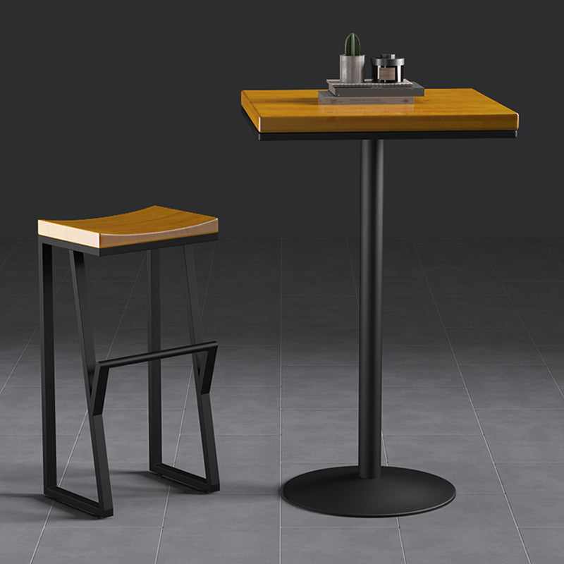 Industrial Backless Footrest Bar Stool Medium Wood Bristol Iron Stool