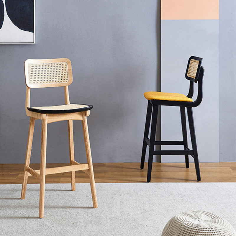 Modern Style Low Back Bar-stool Square Counter Bar Stool with Wooden Legs