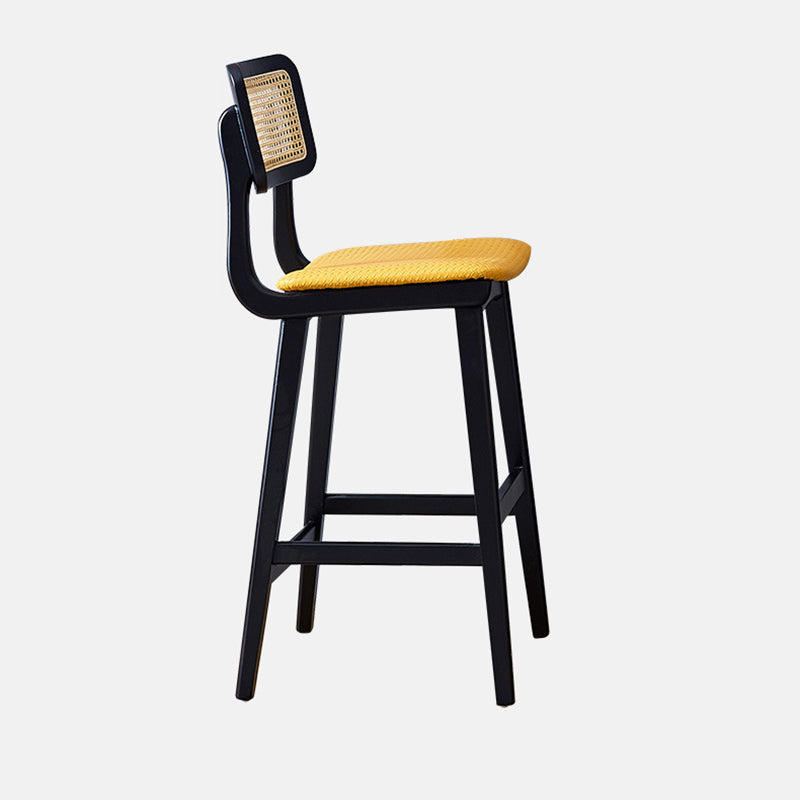 Modern Style Low Back Bar-stool Square Counter Bar Stool with Wooden Legs