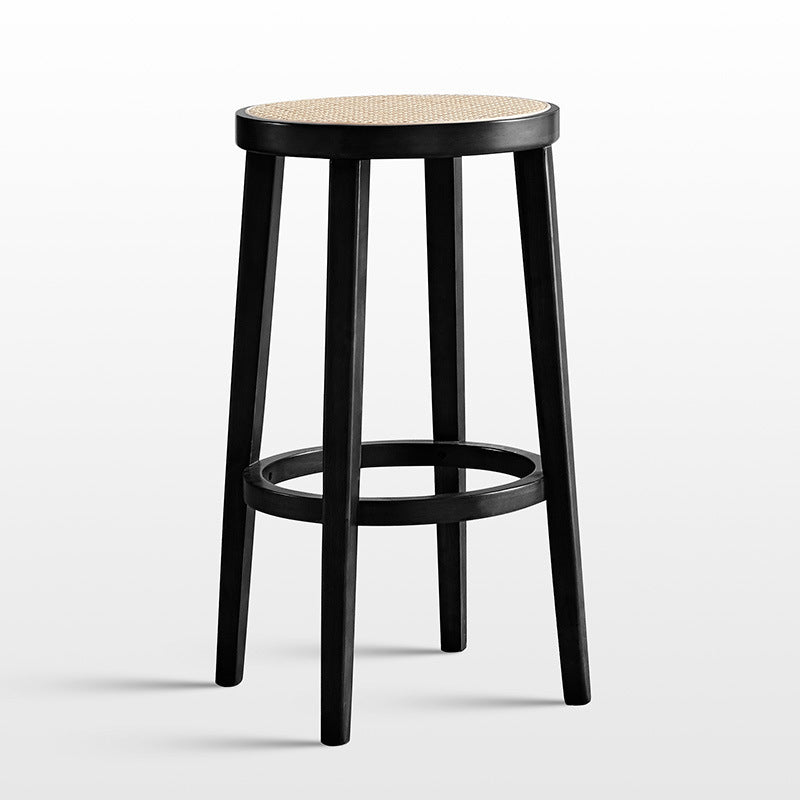 Modern Style Backless Bar-stool Round Counter Bar Stool with Wooden Legs