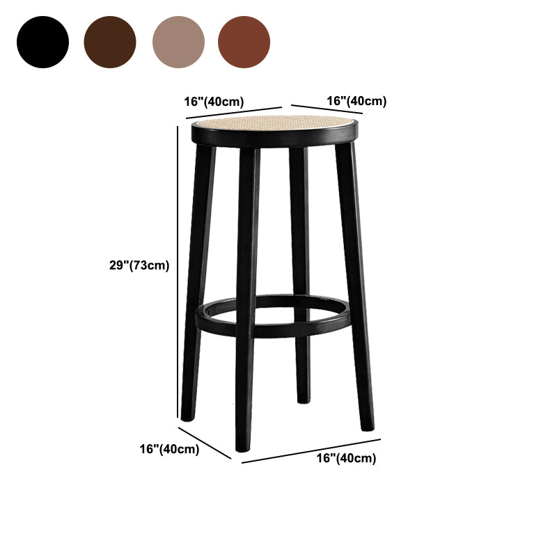 Modern Style Backless Bar-stool Round Counter Bar Stool with Wooden Legs