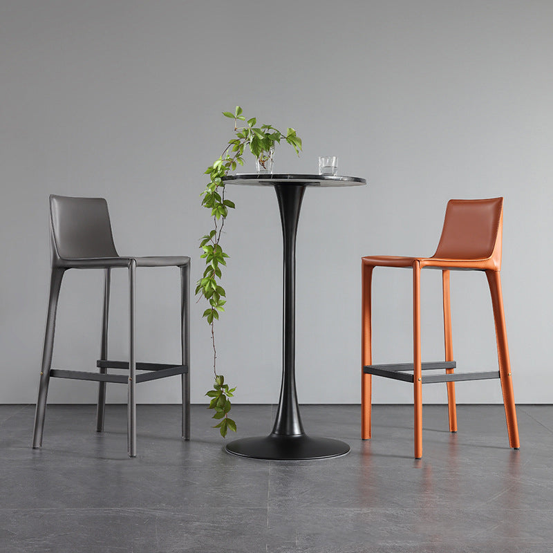 Modern Style Low Back Bar-stool Pu Leather Counter Bar Stool with Metal Legs