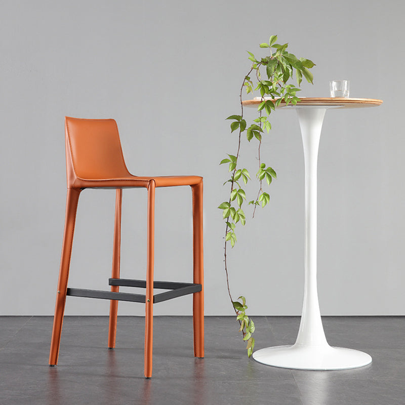 Modern Style Low Back Bar-stool Pu Leather Counter Bar Stool with Metal Legs