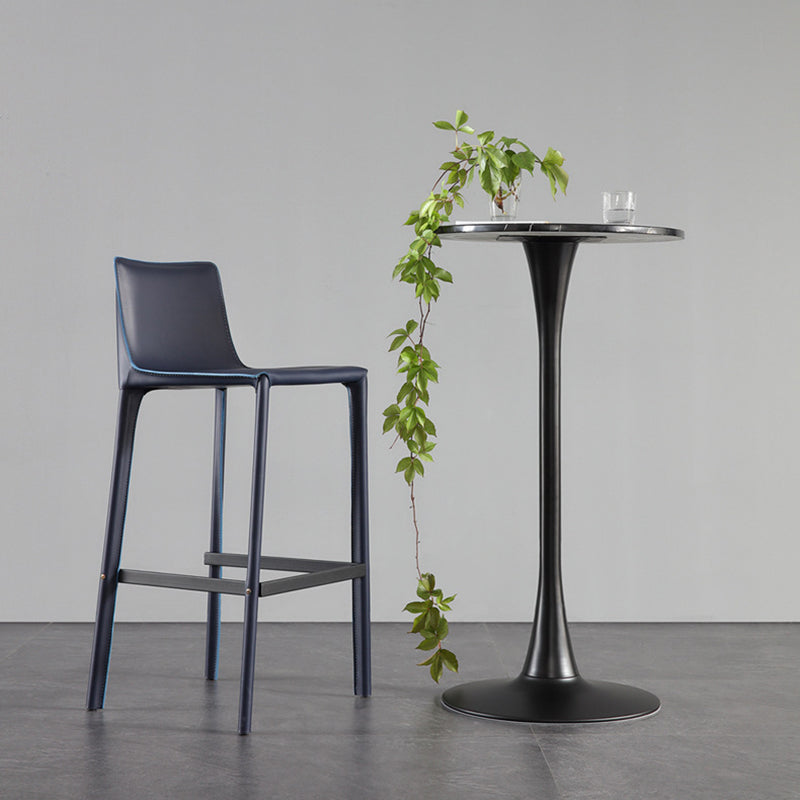 Modern Style Low Back Bar-stool Pu Leather Counter Bar Stool with Metal Legs