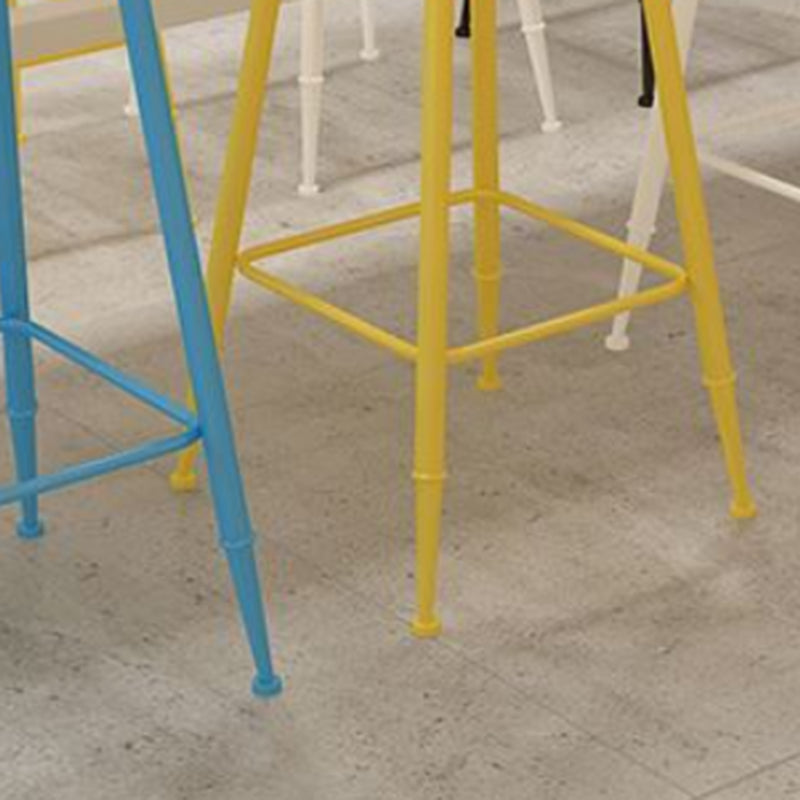 Nordic Armless Backrest Counter Stool Iron Bar Stool with Cushion and Pedal for  Cafe