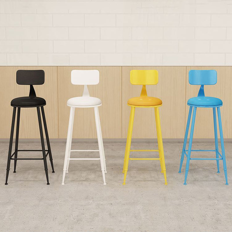 Nordic Armless Backrest Counter Stool Iron Bar Stool with Cushion and Pedal for  Cafe