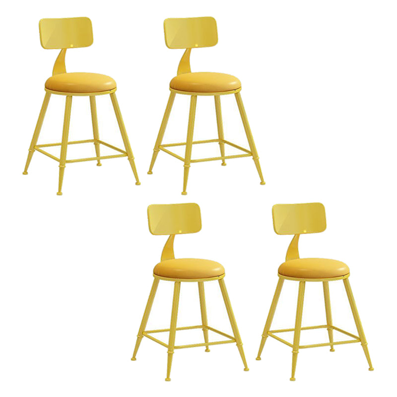 Nordic Armless Backrest Counter Stool Iron Bar Stool with Cushion and Pedal for  Cafe