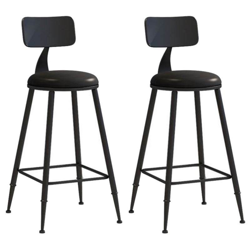 Nordic Armless Backrest Counter Stool Iron Bar Stool with Cushion and Pedal for  Cafe