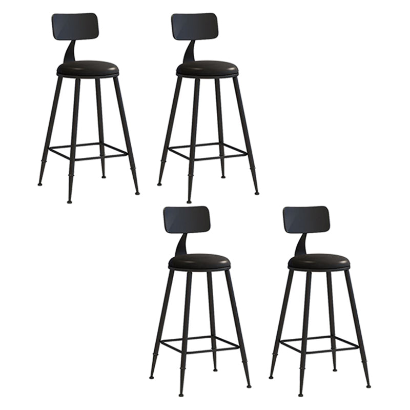 Nordic Armless Backrest Counter Stool Iron Bar Stool with Cushion and Pedal for  Cafe