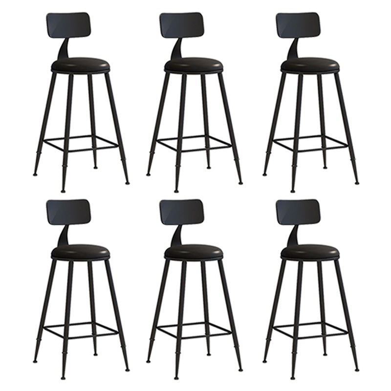 Nordic Armless Backrest Counter Stool Iron Bar Stool with Cushion and Pedal for  Cafe