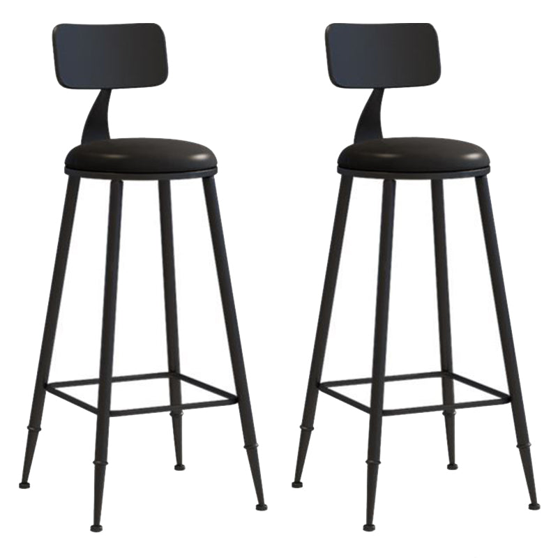 Nordic Armless Backrest Counter Stool Iron Bar Stool with Cushion and Pedal for  Cafe