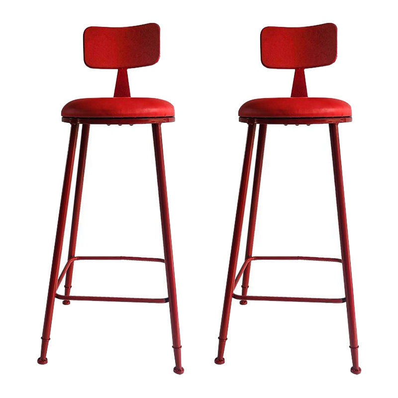 Nordic Armless Backrest Counter Stool Iron Bar Stool with Cushion and Pedal for  Cafe
