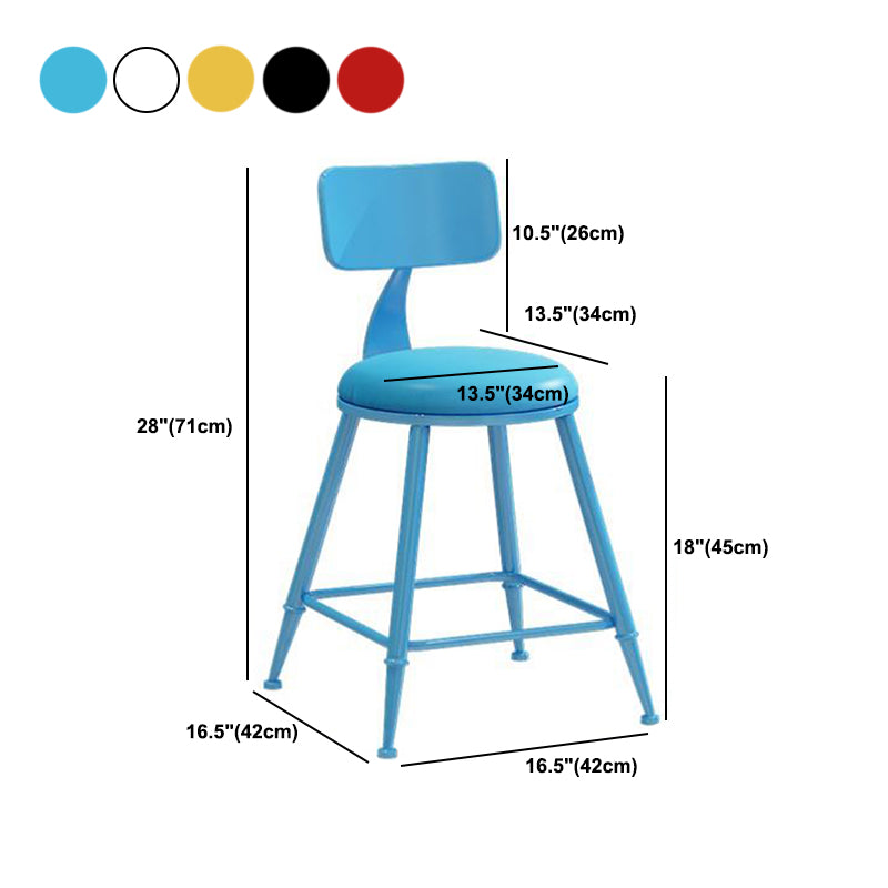 Nordic Armless Backrest Counter Stool Iron Bar Stool with Cushion and Pedal for  Cafe