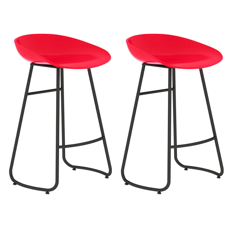 Modern Backrest Armless Counter Stool Iron Bar Stool with Acrylic Seat and Pedal for Cafe