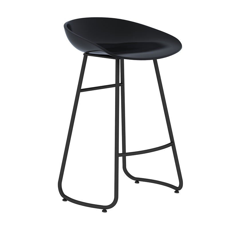 Modern Backrest Armless Counter Stool Iron Bar Stool with Acrylic Seat and Pedal for Cafe