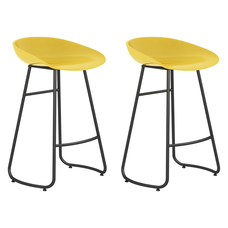 Modern Backrest Armless Counter Stool Iron Bar Stool with Acrylic Seat and Pedal for Cafe