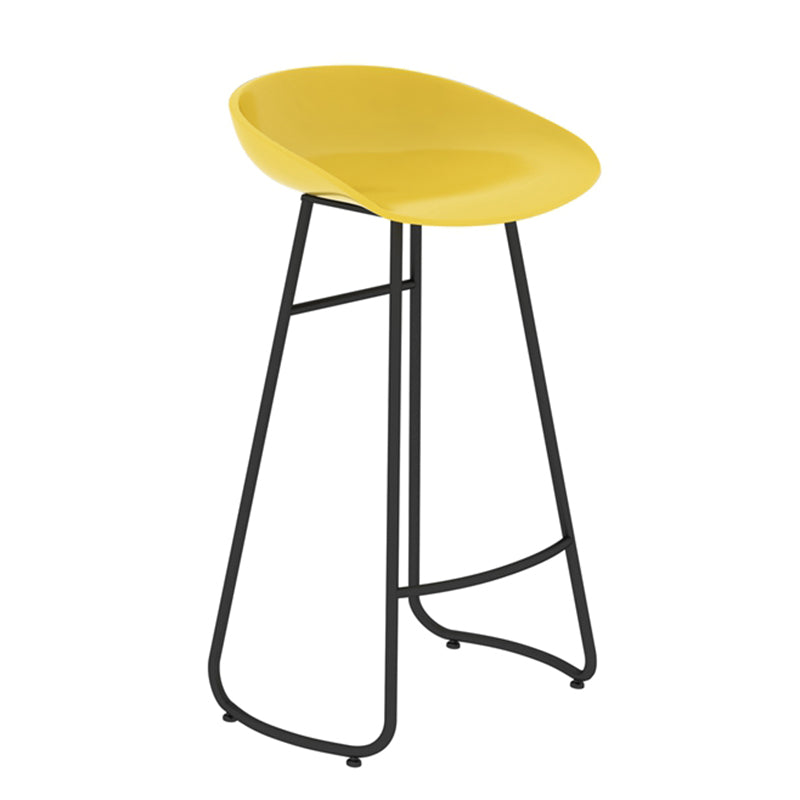 Modern Backrest Armless Counter Stool Iron Bar Stool with Acrylic Seat and Pedal for Cafe