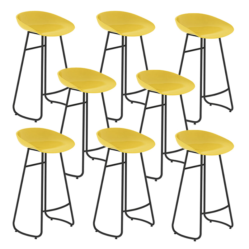 Modern Backrest Armless Counter Stool Iron Bar Stool with Acrylic Seat and Pedal for Cafe