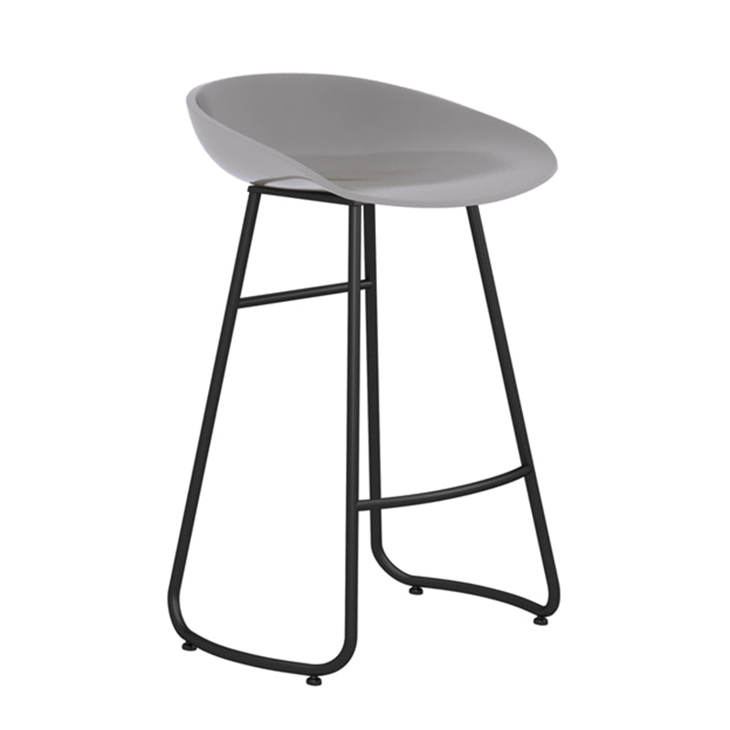 Modern Backrest Armless Counter Stool Iron Bar Stool with Acrylic Seat and Pedal for Cafe