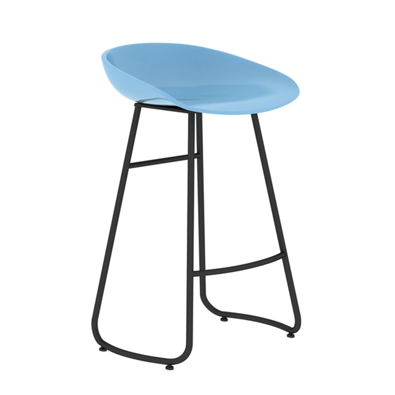 Modern Backrest Armless Counter Stool Iron Bar Stool with Acrylic Seat and Pedal for Cafe