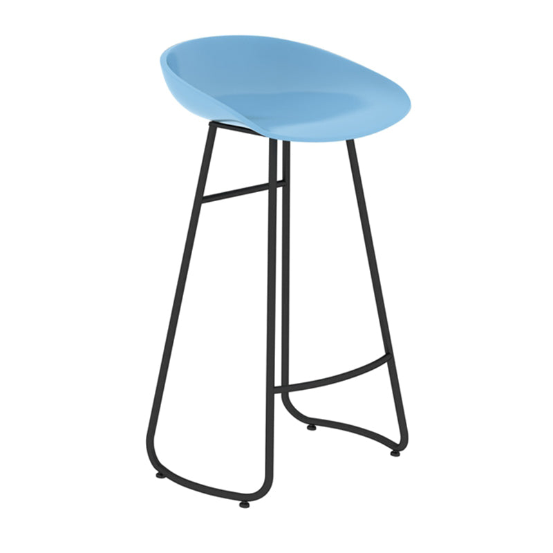 Modern Backrest Armless Counter Stool Iron Bar Stool with Acrylic Seat and Pedal for Cafe