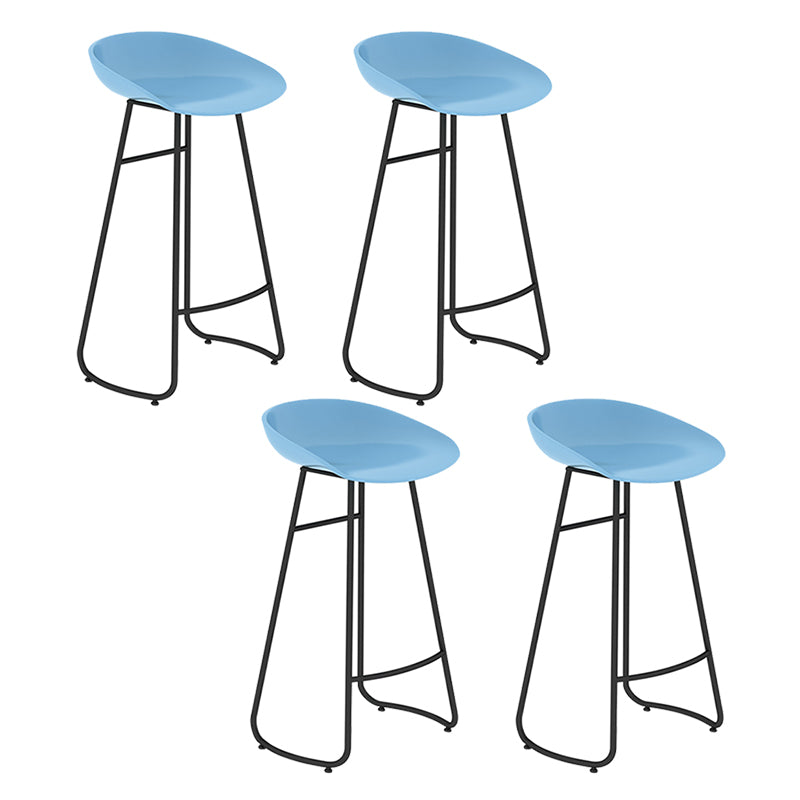 Modern Backrest Armless Counter Stool Iron Bar Stool with Acrylic Seat and Pedal for Cafe