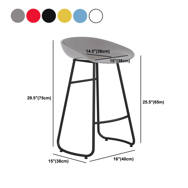 Modern Backrest Armless Counter Stool Iron Bar Stool with Acrylic Seat and Pedal for Cafe