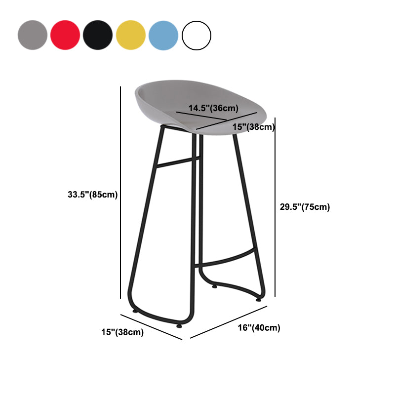 Modern Backrest Armless Counter Stool Iron Bar Stool with Acrylic Seat and Pedal for Cafe