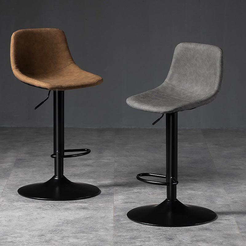 Contemporary Metal Stool Leather Upholstered Counter Stool in Matte Finish for Indoor