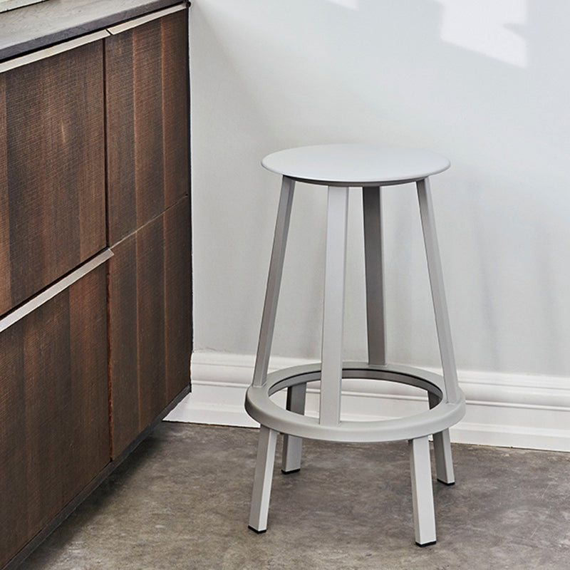 Contemporary Backless Barstool Round Seat Armless Bar Stools with 4 Metal Legs