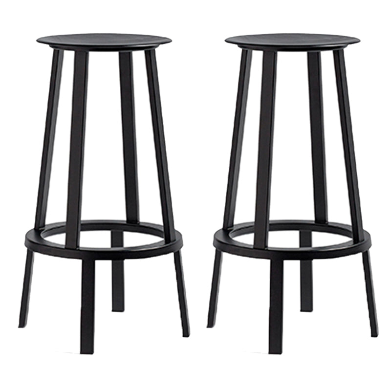 Contemporary Backless Barstool Round Seat Armless Bar Stools with 4 Metal Legs