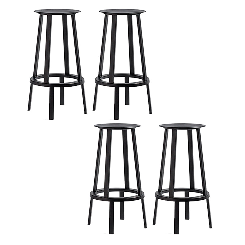 Contemporary Backless Barstool Round Seat Armless Bar Stools with 4 Metal Legs
