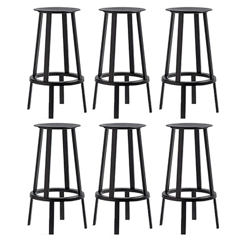 Contemporary Backless Barstool Round Seat Armless Bar Stools with 4 Metal Legs