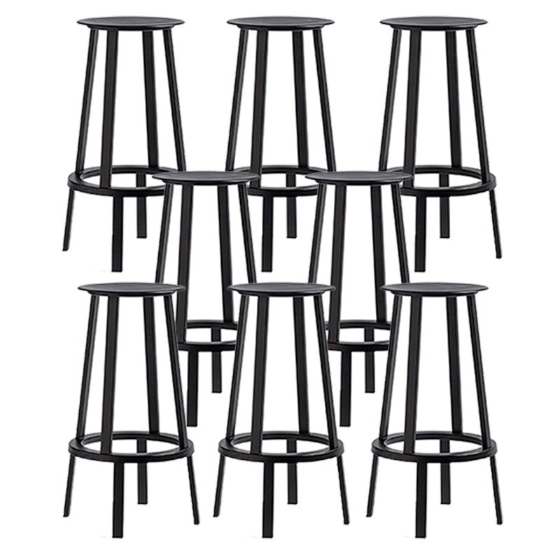 Contemporary Backless Barstool Round Seat Armless Bar Stools with 4 Metal Legs