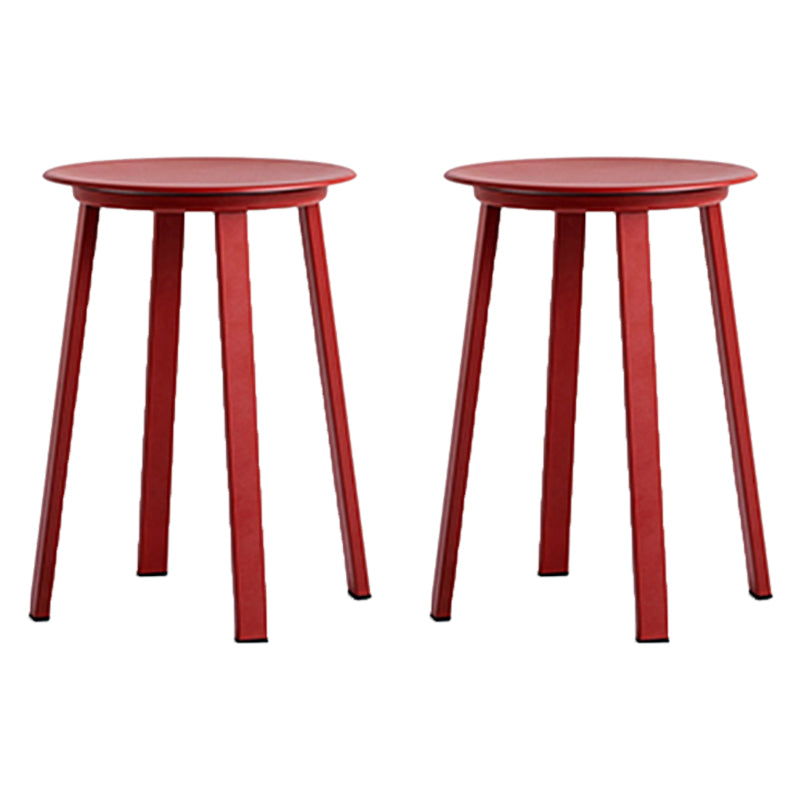 Contemporary Backless Barstool Round Seat Armless Bar Stools with 4 Metal Legs