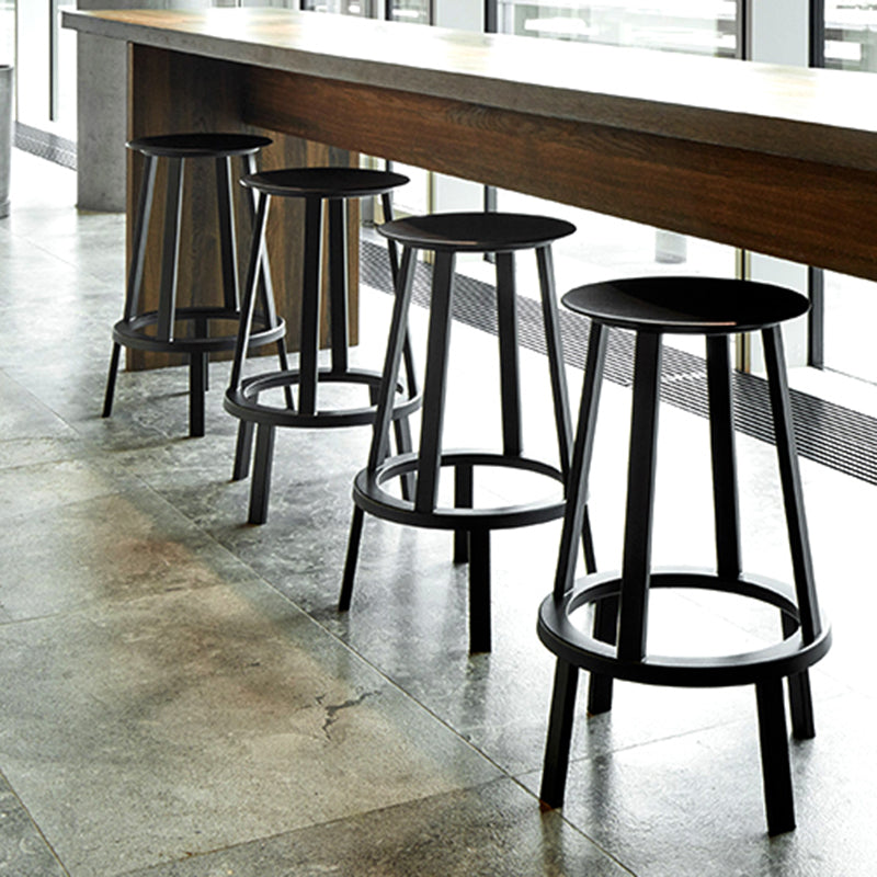 Contemporary Backless Barstool Round Seat Armless Bar Stools with 4 Metal Legs