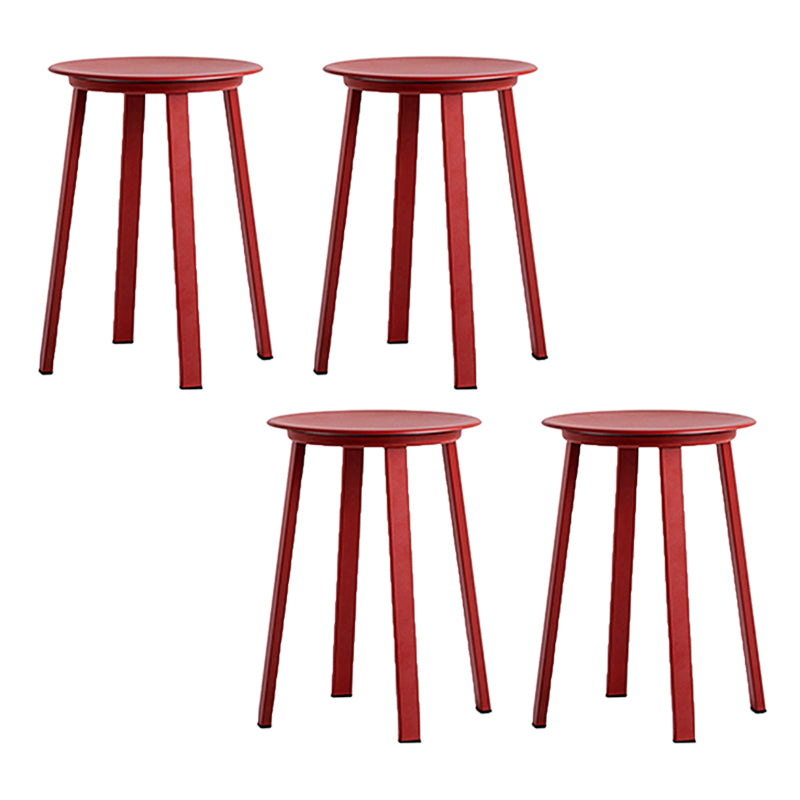 Contemporary Backless Barstool Round Seat Armless Bar Stools with 4 Metal Legs