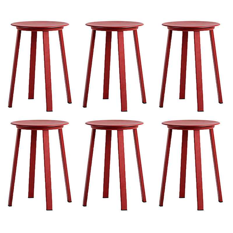 Contemporary Backless Barstool Round Seat Armless Bar Stools with 4 Metal Legs