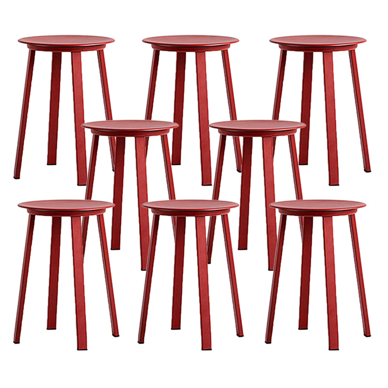 Contemporary Backless Barstool Round Seat Armless Bar Stools with 4 Metal Legs