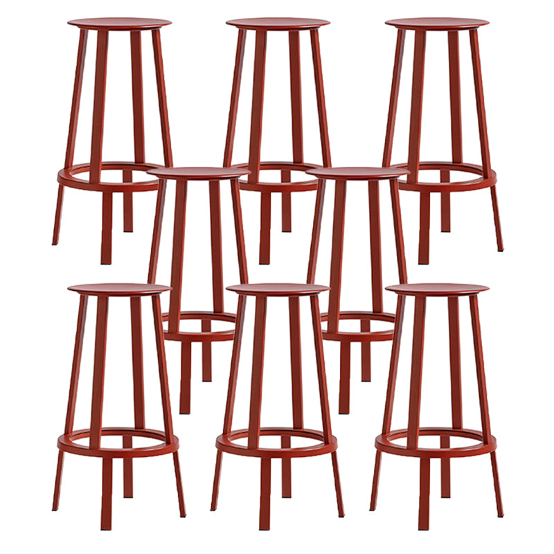 Contemporary Backless Barstool Round Seat Armless Bar Stools with 4 Metal Legs