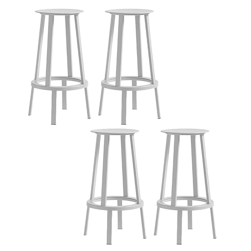 Contemporary Backless Barstool Round Seat Armless Bar Stools with 4 Metal Legs